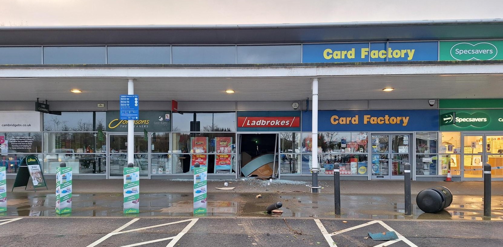 ram raid at Bar Hill Ladbrokes