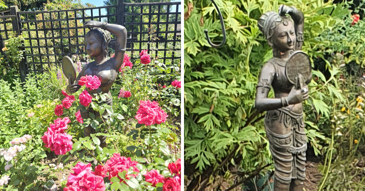 Two bronze statues. 