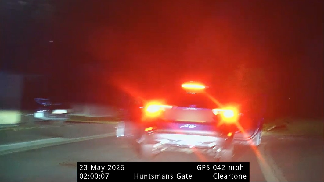Screenshot dashcam showing the end of the pursuit