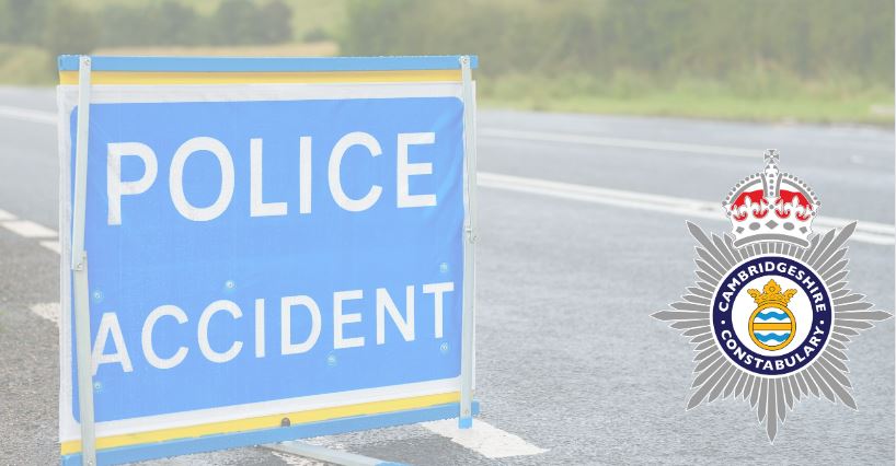 Police accident road sign at the side of a road