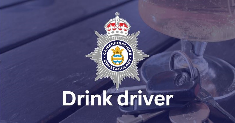 A pint of beer and some car keys with the force crest and the word drink driver in the foreground