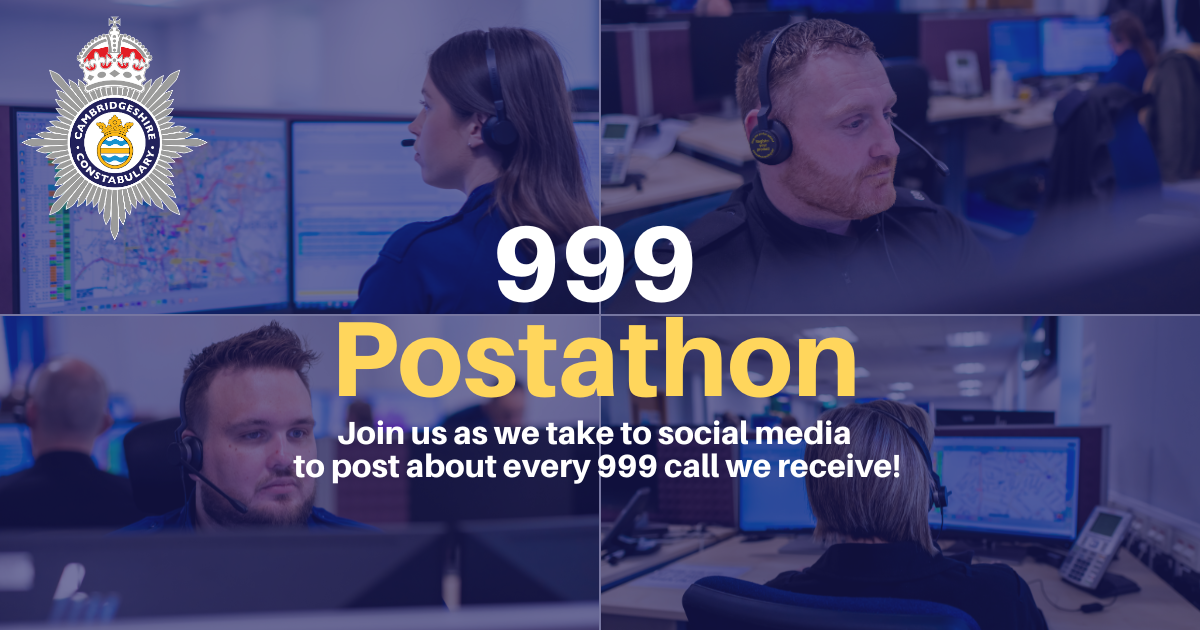 A montage of call handlers with the text '999 postathon'